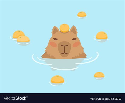 Cute capybara design in japanese Royalty Free Vector Image