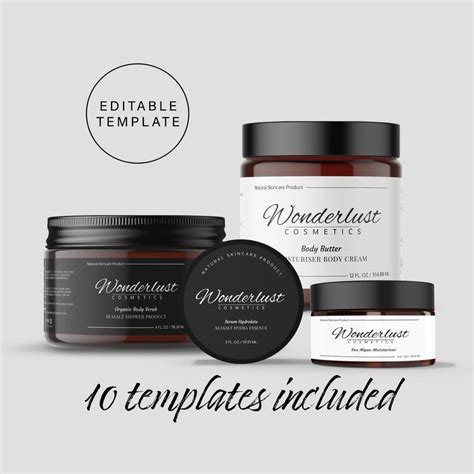 Editable Cosmetic Jar Label Template Printable Beauty Product Etsy