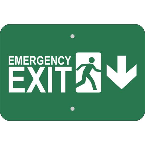 Horizontal Down Arrow Emergency Exit Sign - Custom Signs