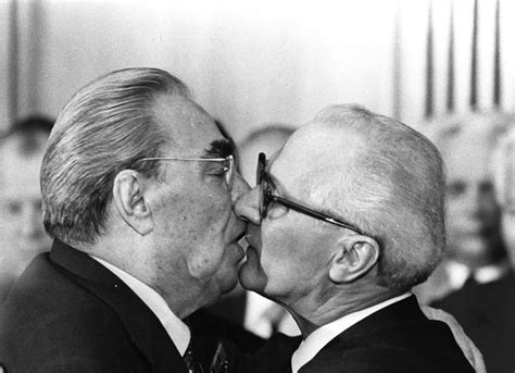 The Socialist Fraternal Kiss between Leonid Brezhnev and Erich Honecker ...