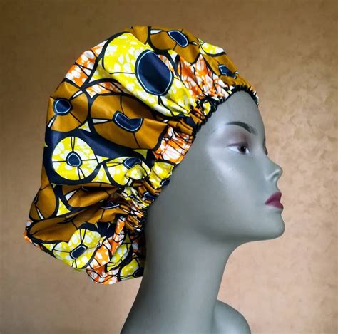 Satin Bonnet Double Lined In Wax African Print Fabric In 2020