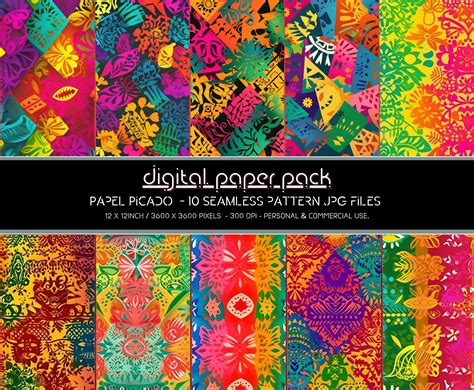 Papel Picado Patterns Seamless Digital Paper Pack Scrapbooking Digital ...