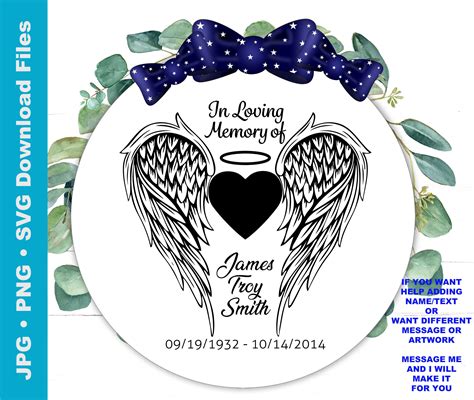 In Loving Memory Angel Wings Svg Add Name W Wings Angel Etsy