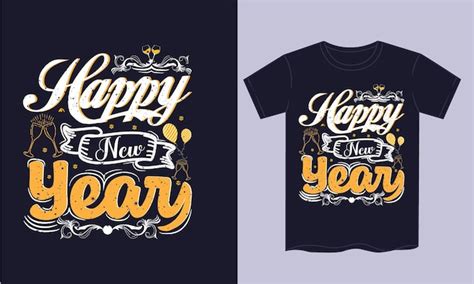 Feliz año nuevo diseño de camiseta Vector Premium