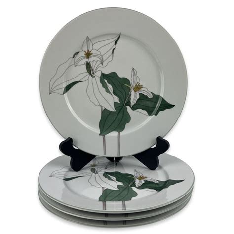 Block Spal Watercolors Trillium Dinner Plates Set Of 4 Vintage 10 1 2