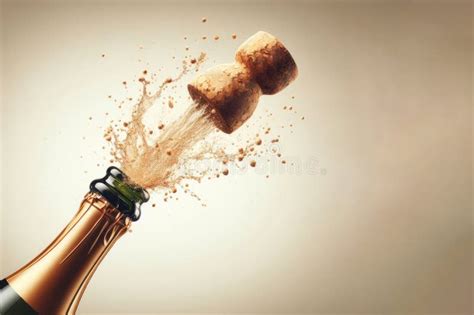 Cork Flying Out Of A Bottle Of Champagne Space For Text Stock Image