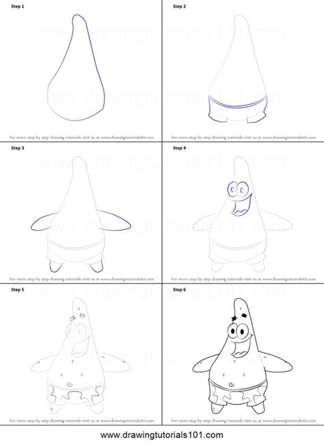 How to Draw Patrick Star from SpongeBob SquarePants printable step by ...