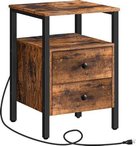 Buy Hoobro End Table With Charging Station Bedside Table With Drawer