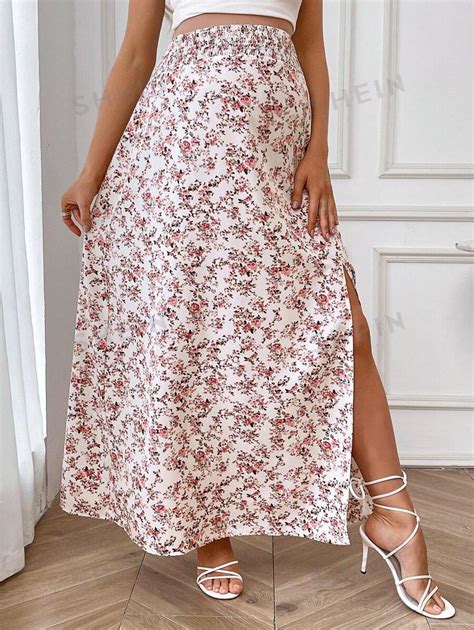 Shein Maternity Floral Print High Slit Skirt For Summer Shein Usa