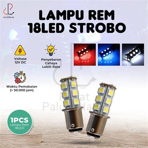 LAMPU REM MOTOR MOBIL BAYONET 1157 2 KAKI STROBO KEDAP KEDIP 18 LED