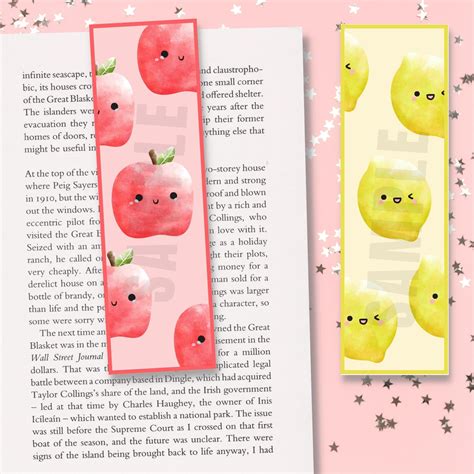 Kawaii Printable Bookmarks, 5 Fruits Bookmarks Digital Download, Kawaii ...