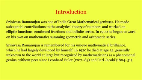 Srinivasa Ramanujan A Great Indian Mathematician PPT