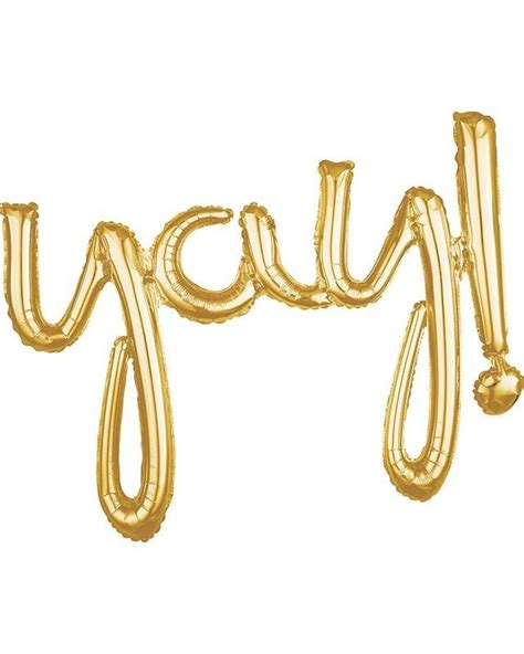 Yay Gold Script Phrase Foil Balloon Party Delights