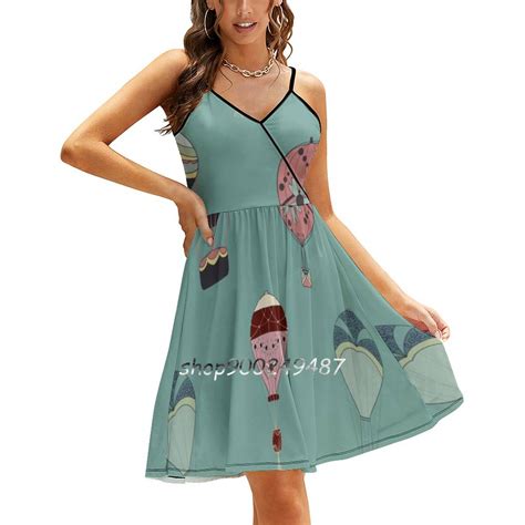 Hot Air Balloon Vintage Inspired Aerostat Flare Dress Square Neck