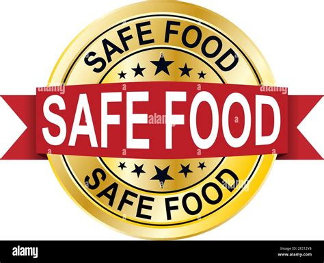 Safe Food 3d Gold Badge With Red Ribbon On White Stock Vector Image