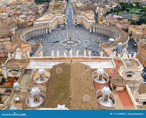 Vatican Aerial View Over The Roof Of The Saint Peter Basilica And