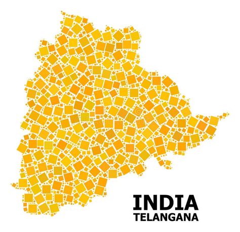 Gold Rotated Square Pattern Map Of Telangana State Stock Illustration