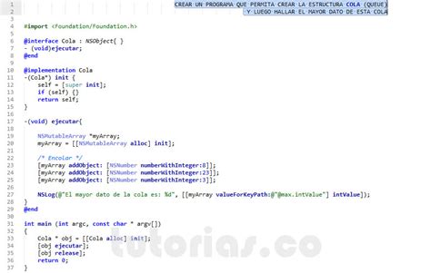 Colas Objective C POO Mayor Dato De Una Cola Tutorias Co