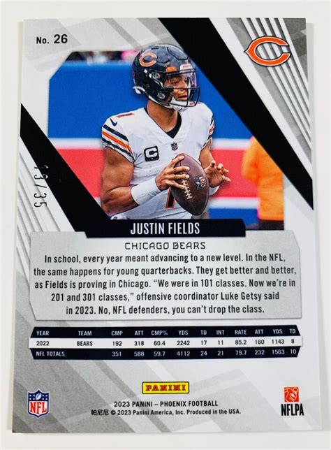 2023 Panini Phoenix Justin Fields FIRE AND ICE SSP 35 Prizm Chicago