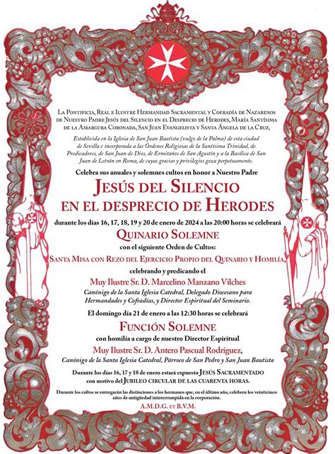 Hermandad De La Amargura Solemnes Cultos En Honor A Nuestro Padre