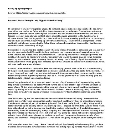 Personal Essay Example My Biggest Mistake Speedypaper