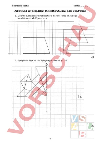 Arbeitsblatt Test Symmetrie Geometrie Symmetrien