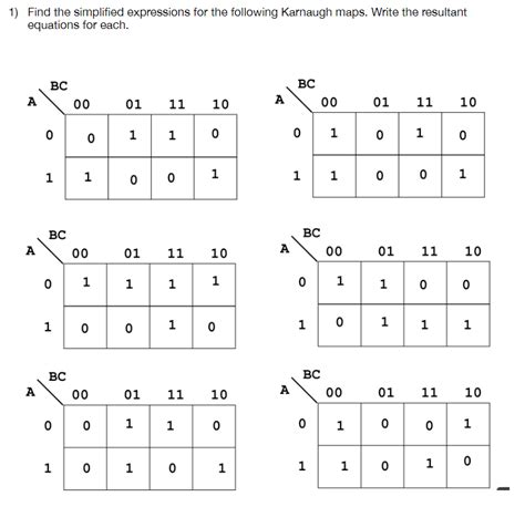 Solved 1 Find Simplified Expressions Following Karnaugh Maps Write