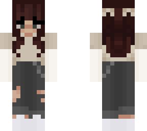 egirl brown hair cute outfit pretty brown eyes | Minecraft Skins