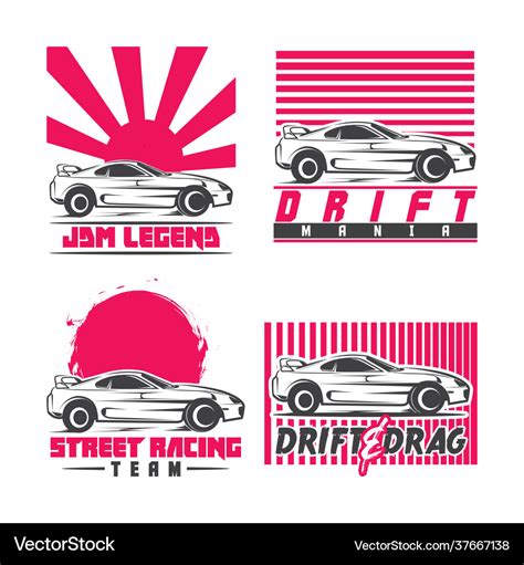 Japanese racing drift car logo Royalty Free Vector Image