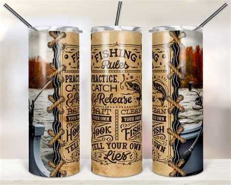 Fishing Rules 20oz Skinny Tumbler Sublimation Designs Tumbler Etsy