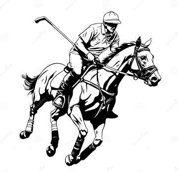 Polo Player Riding the Horse Hand Drawn Sketch Vector Illustration ...