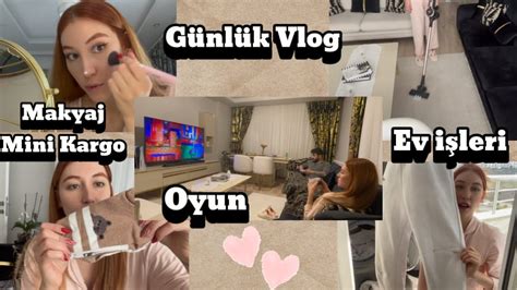 Vlog Evde günümüz nasıl geçiyor Sohbetli makyaj Rutin ev işleri