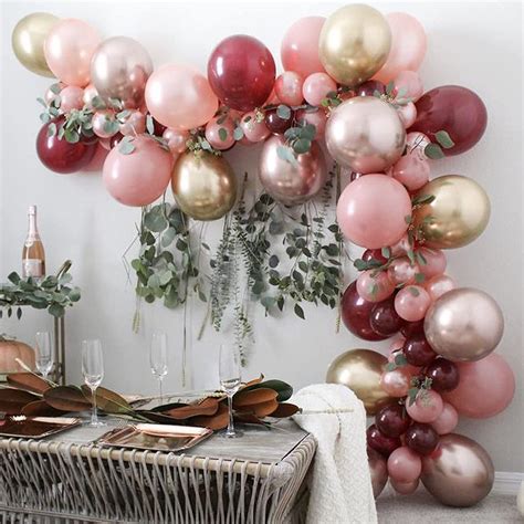 Yansion Wine Red Balloon Arch Kit Retro Pink Balloon Garland Kit Rose