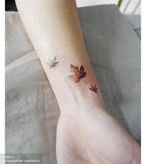 Maple Leaves With Low Chroma Cool Wrist Tattoos Wrist Tattoos For