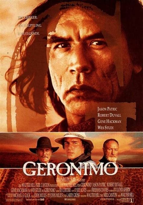 The Movie Poster For Geronimo With Two Men In Hats And One Is Staring