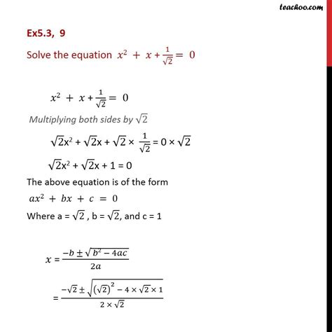 Solve The Quadratic Equation By Method Of Square Roots X 2 1 0