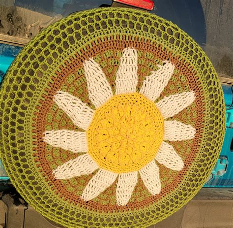 Big Daisy Crochet Spare Tire Cover Etsy