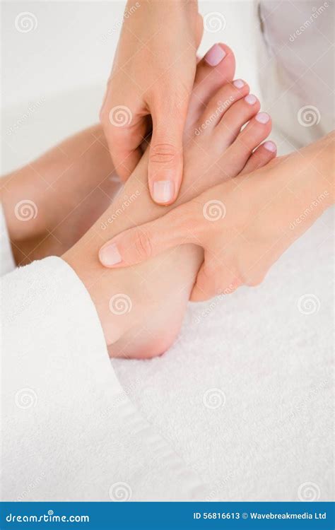 Close Up Of A Woman Receiving Foot Massage Stock Image Image Of