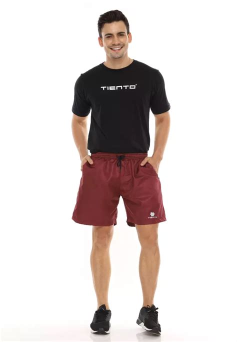 Jual Tiento Tiento Short Running Pants With Zipper Maroon Celana Pendek