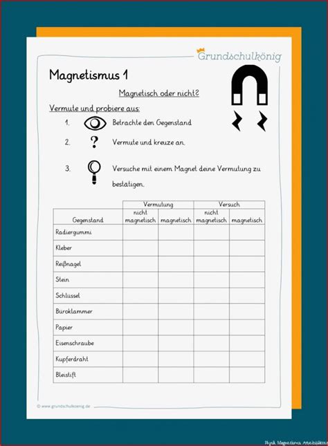 Unvergesslich Physik Magnetismus Arbeitsbl Tter Kostenlos F R Sie