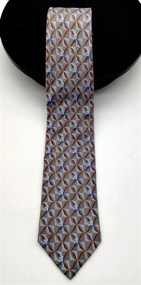 Ermenegildo Zegna Tie Blue Grey Floral Silk Tie Mad Gem