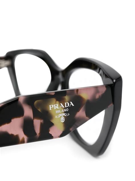 Prada Eyewear Cat Eye Tortoiseshell Effect Glasses Black FARFETCH