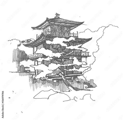 Japanese Pagoda Drawing