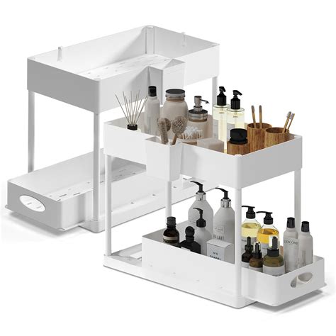 Under Sink Organizer With 2 Tier Sliding Drawers Bathroom Cabinet