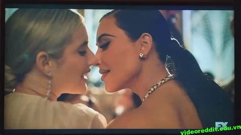 Kim Kardashian Kisses Emma Roberts Kiss During American Hottot Story