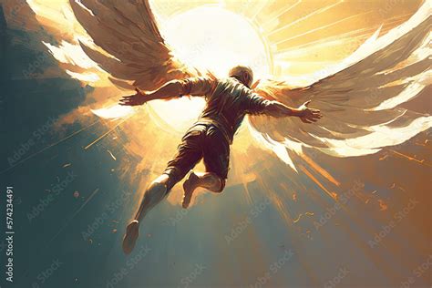 Icarus Flying To The Sun A Character From Greek Mythology Generative Ai Ilustração Do Stock