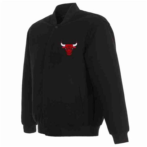 Mens Black Chicago Bulls Embroidered Wool Jacket Mlj