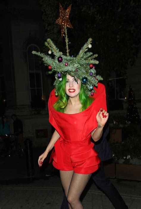 Singer Lady Gaga Arrrives At Her London Hotel Dressed As A Christmas