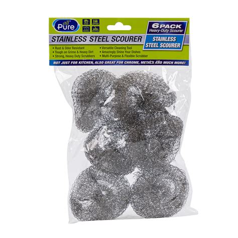 Wholesale All Pure 6pc Stainless Steel Scourer SILVER