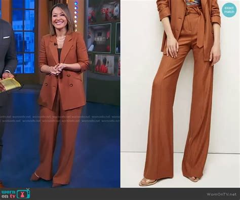 Wornontv Evas Brown Double Breasted Blazer And Pants On Good Morning America Eva Pilgrim